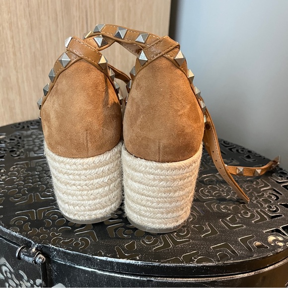 MARC FISHER Brown Suede Studded Platform Espadrilles - Picture 3 of 5